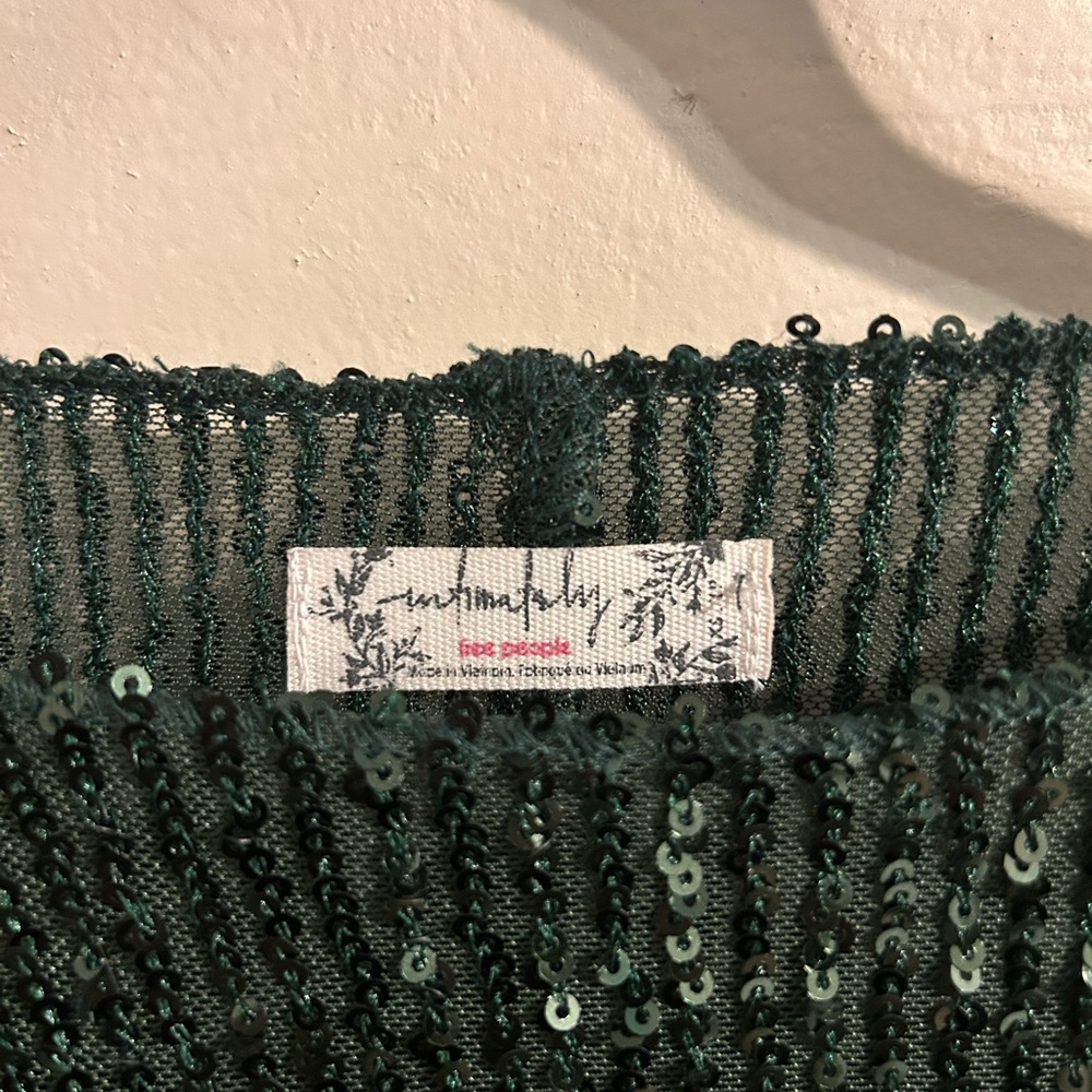 Free People Gold Rush Sparkling Green Long Sleeve top - Picture 4 of 6